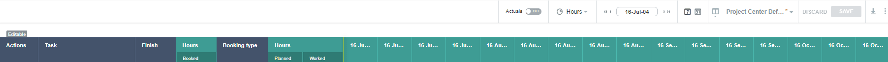 Date neavigation panel in the Project Center toolbar.