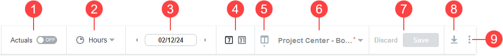 Project center toolbar sccreenshot