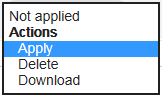 Solution Status dropdown list showing available actions for a solution that is not applied.