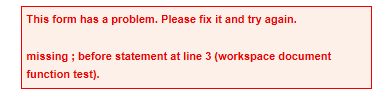 Syntax error message in the Scripting Studio.