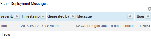 Script deployment message list.