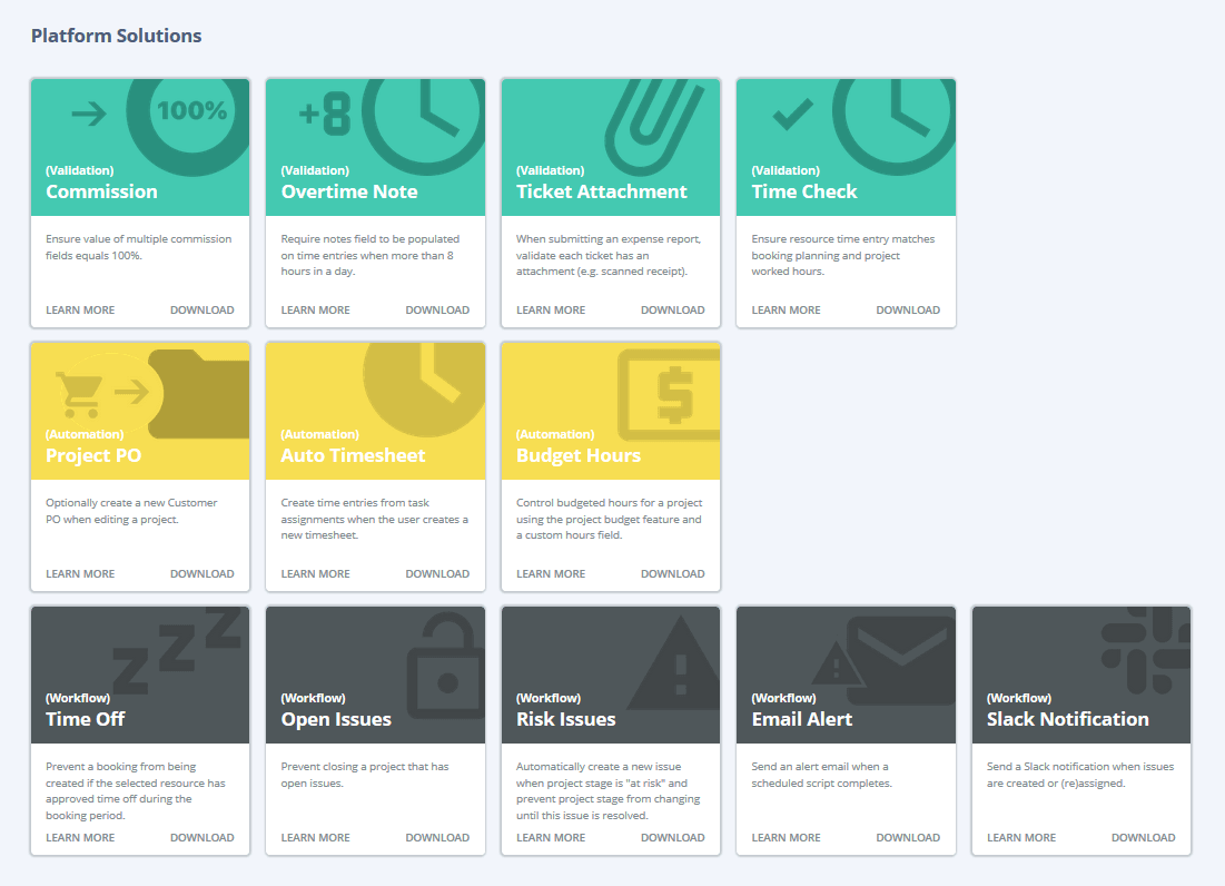 Platform solutions catalog in the Help Center.