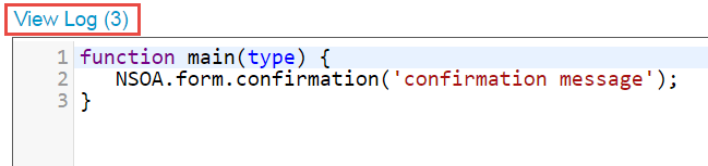 Script deployment message link and counter in the scripting studio.