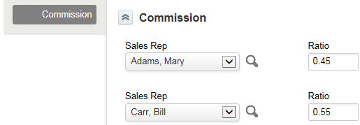 Commission custom section on the project properties form.