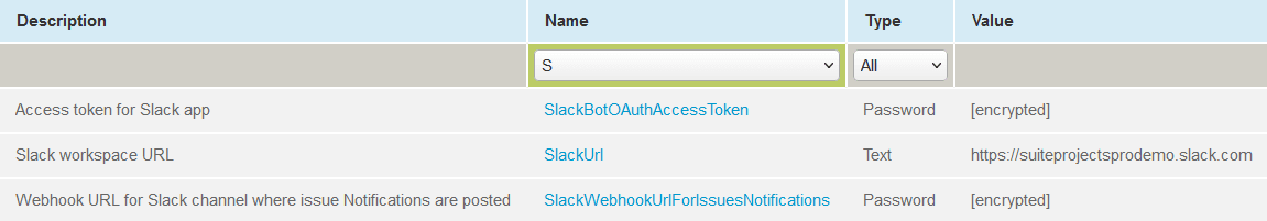 Parameters list in Scripting Center showing the parameters for this use case.