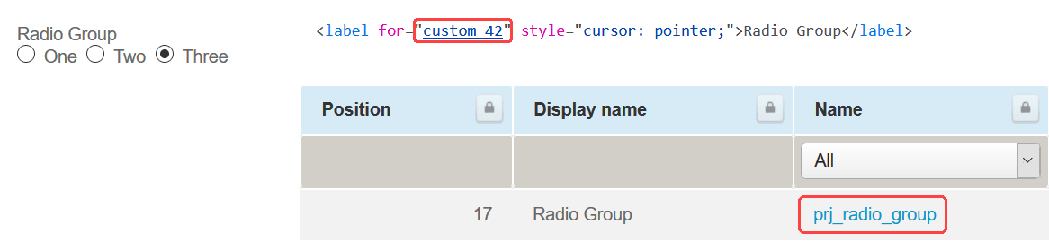 Example of radio button field value set using the NSOA.form.setValue function.