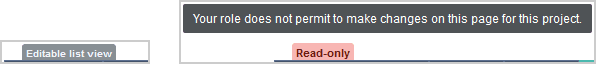 Editable and Read-only badges on the Project Center page.