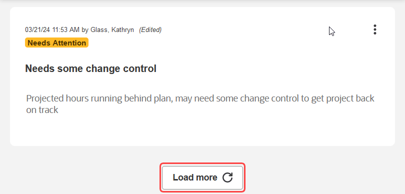 Load more button on project status.