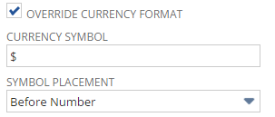 Example with Override Currency Format box checked.