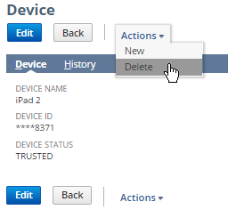 Delete button in the Actions lsit.