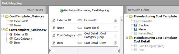 Cost Template multiple files mapping.