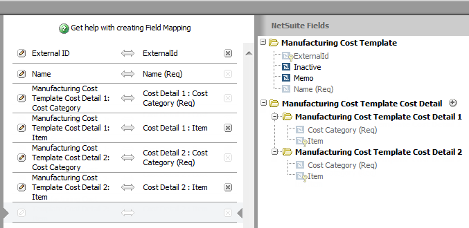 Cost Template single file mapping.