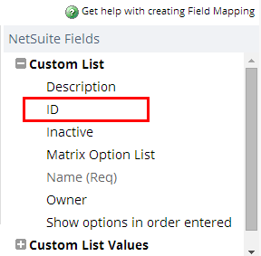 Custom List ID field.
