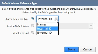 Setting the Reference Type to Internal ID