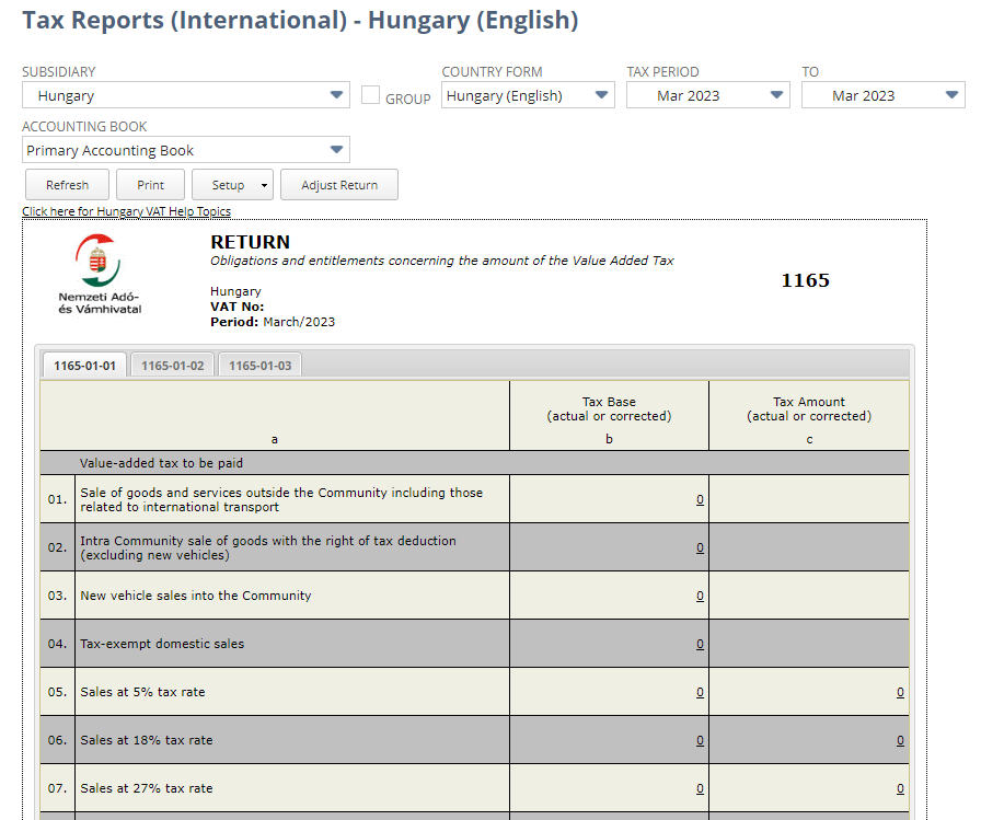 Hungary VAT Report
