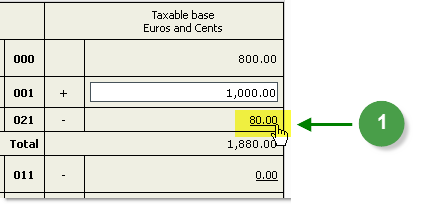 Sample of a system-generated value on a VAT report