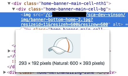 images with dimensions shown in a web browser