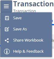 Save Workbook using the Menu Icon.