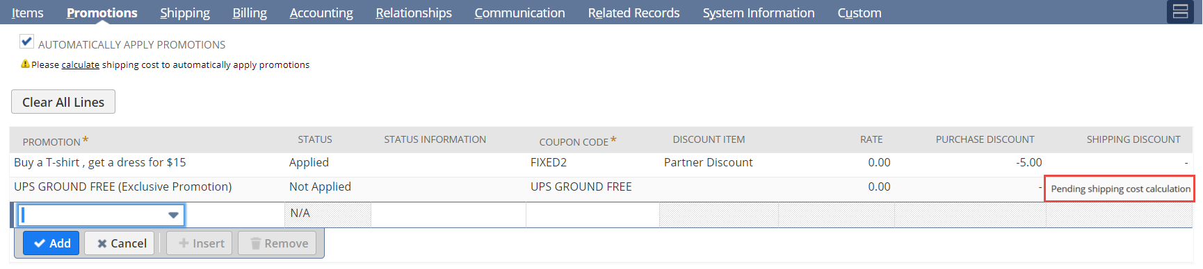 Pending shipping cost calculation