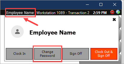 Employee Change Password menu