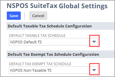 NSPOS SuiteTax Global Settings