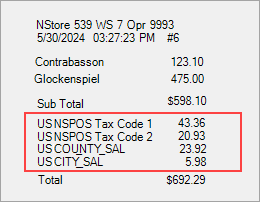 Receipt with tax group