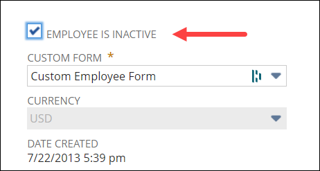 Inactive box on the employee record