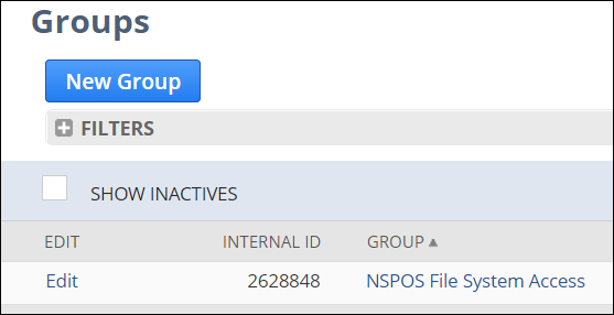 NSPOS File System Access record in list.