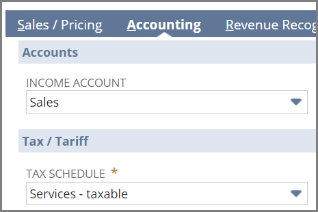 Tax Schedule field.