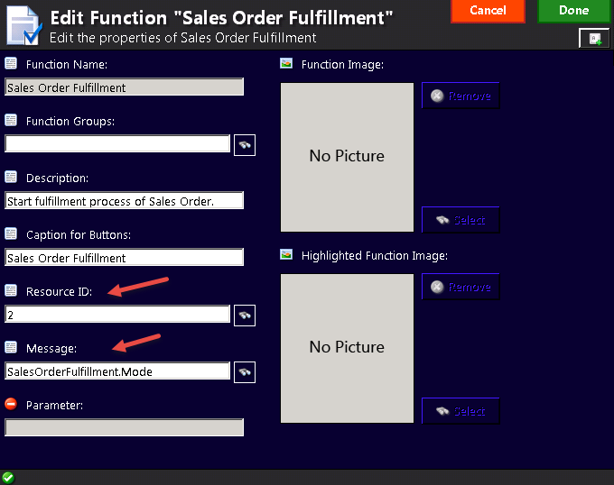 Sales Order Fulfillment button setup.