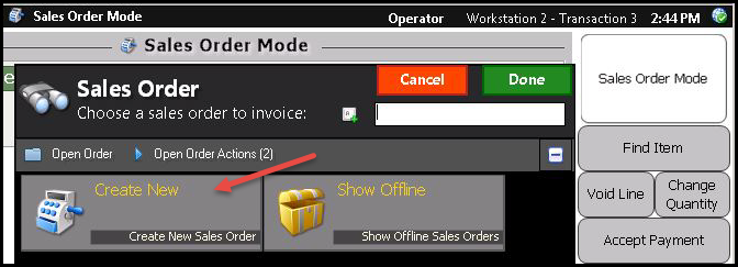 Create New Sales Order button.