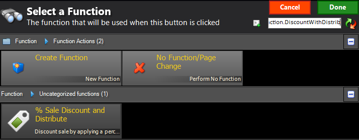 screenshould of Discount button on Select a Function screen