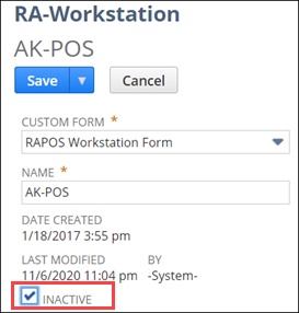 Inactive checkbox on RA-Workstation record.