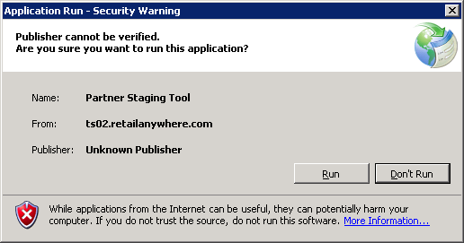 Security Warning prompt before running the installation.