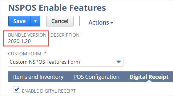 Version number on NSPOS Enable Features record