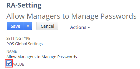 Box to enable password feature for managers to reset