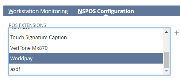 NSPOS Configuration subtab for extensions