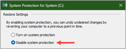 Disable System Protection