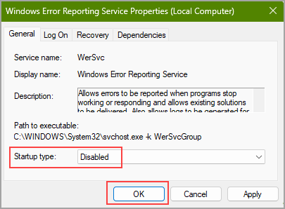 Windows Reporting Services Properties