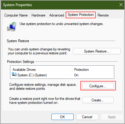 Configure System Protection