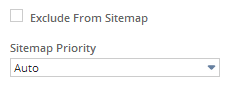 Shows the Sitemap Priority field set to Auto.