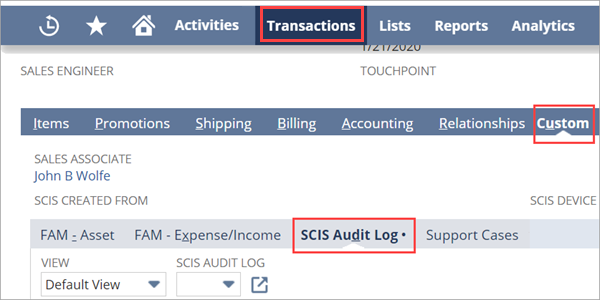 Audit Log from transaction record