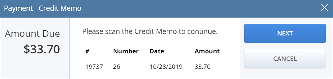 Choose the credit memo to apply to the order