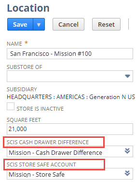 Cash Drawer Difference Fields