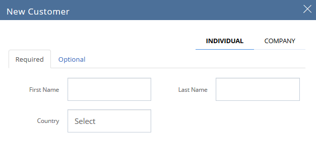 New Customer Entry Form