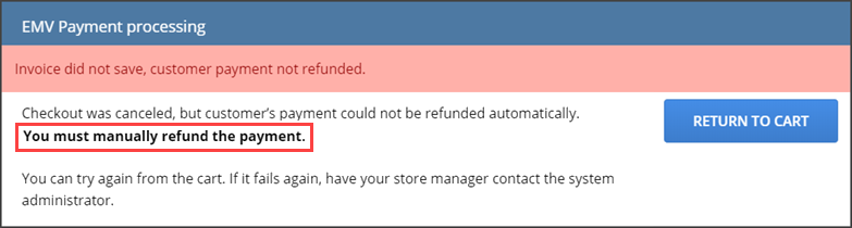 You must manually refund the payment alert box