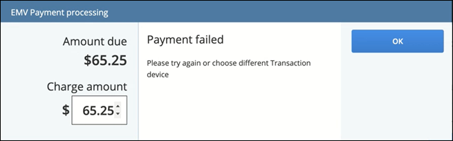 EMV Payment Priming Payment Failed