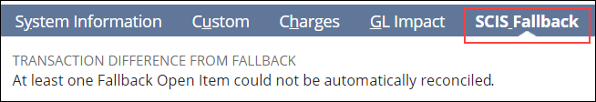 Fallback Auto Reconcile Failure Message