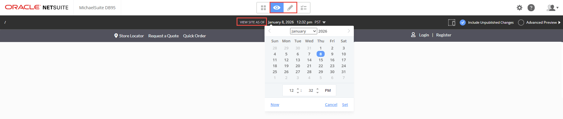 View Site As Of Date Picker