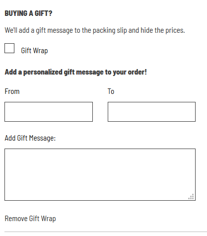 Expanded Gift Wrap & Message Section
